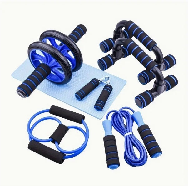 7pcs Strength Training Set  Webbing, 2 Push Up Tools, Grip Reinforcement, Type 8 Tension Rope, Jump Rope, And Kneeling Pad