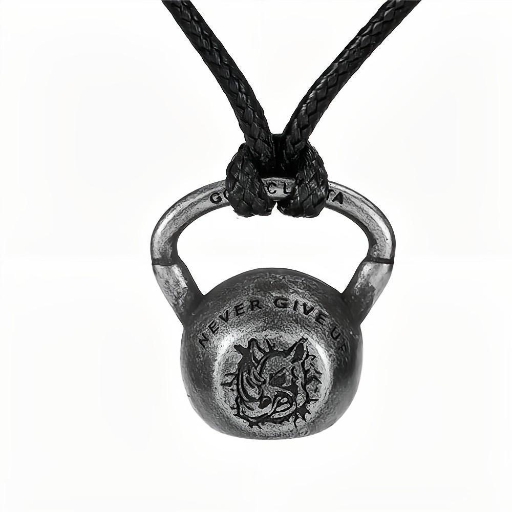 Men's Retro Entrepreneurial Sports Kettlebell Pendant Stainless Steel Necklace