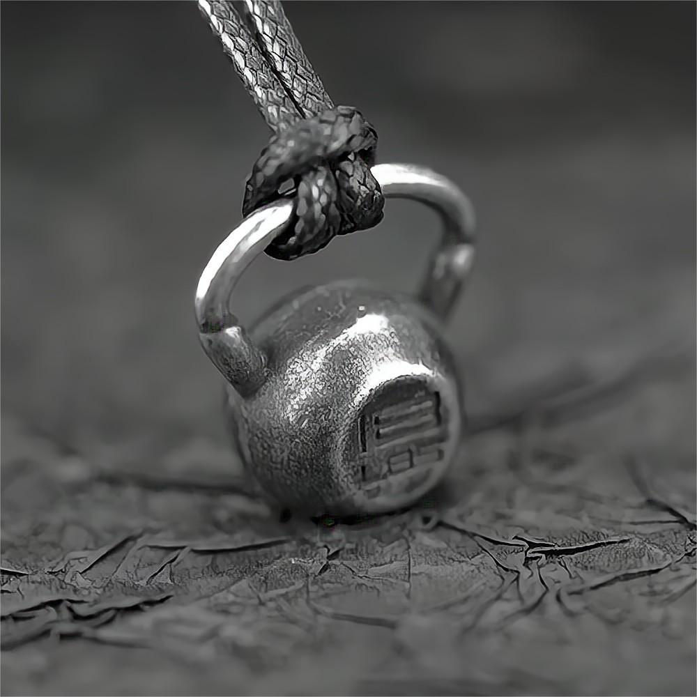 Men's Retro Entrepreneurial Sports Kettlebell Pendant Stainless Steel Necklace
